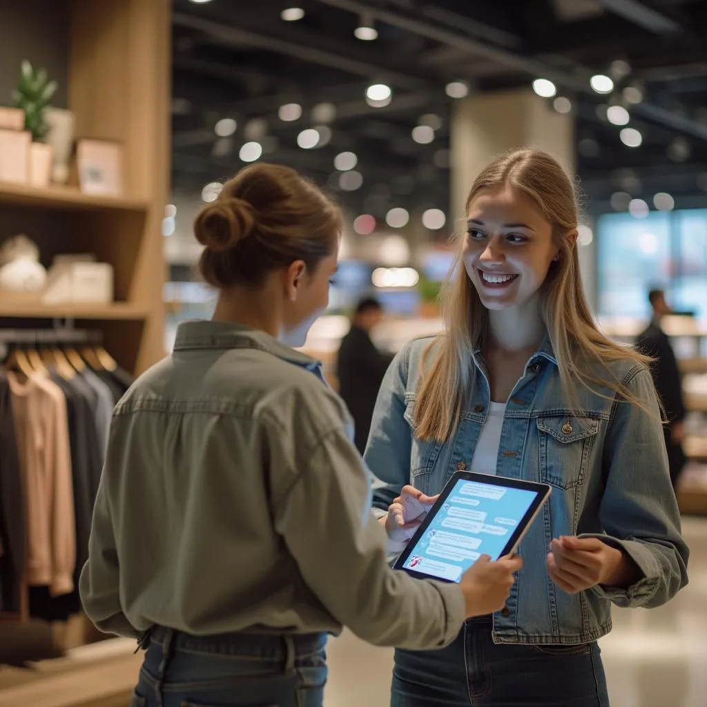 Cliente interactuando con chatbot IA en sector retail
